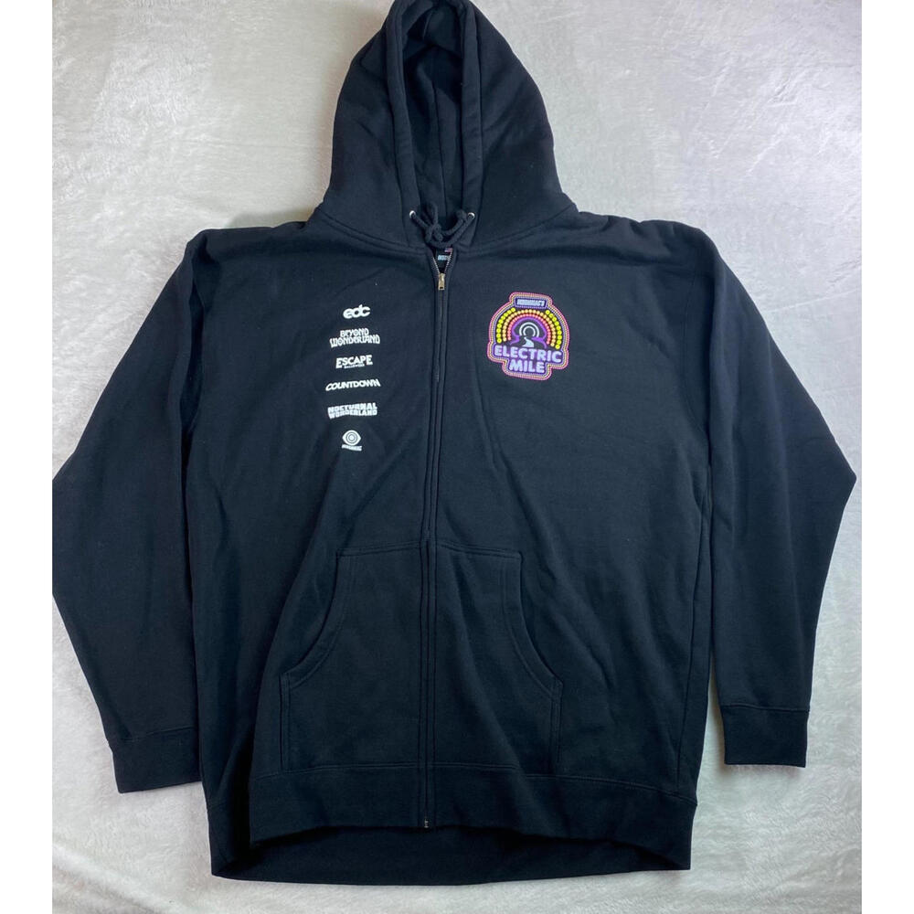 Insomniac Fleece Jacket Mens XXL Zip Up Hoodie EDC Electric Mile 2XL‎ NWOT #632